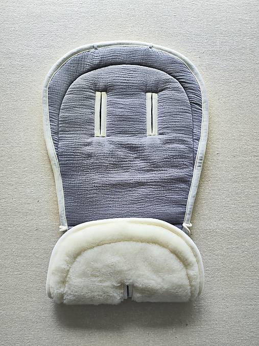 Detský textil - VLNIENKA podložka do kočíka VALCO SNAP 4  100% merino top super wash proti poteniu 100% Mušelin šedý - 16875383_