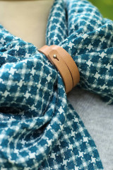 Šatky - Veľká oversized ľanová šatka, pléd, ľanová šatka Houndstooth modro-zelenej farby pre ženy - 16875493_