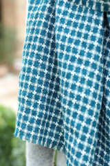 Šatky - Veľká oversized ľanová šatka, pléd, ľanová šatka Houndstooth modro-zelenej farby pre ženy - 16875494_