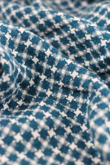 Šatky - Veľká oversized ľanová šatka, pléd, ľanová šatka Houndstooth modro-zelenej farby pre ženy - 16875497_