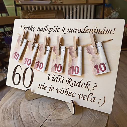 Papiernictvo - Drevená tabuľa na peniaze "Vidíš" - 16874575_