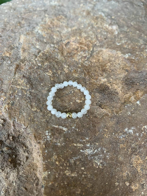 Prstene - prsteň z Mesačného kameňa (Biela) - 16876462_