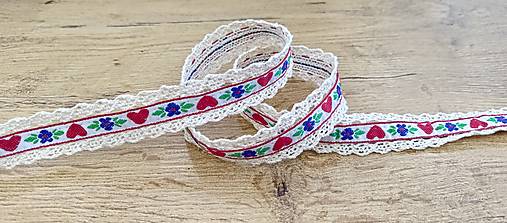 Galantéria - Krajka 25 mm - Srdiečka Folk - 16877227_