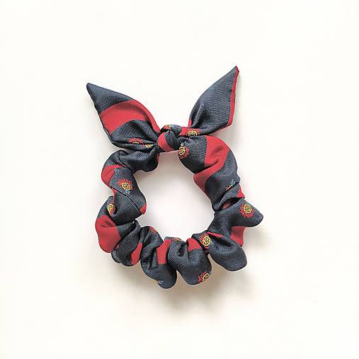 Scrunchie kravatová (modro-červená pásikatá)