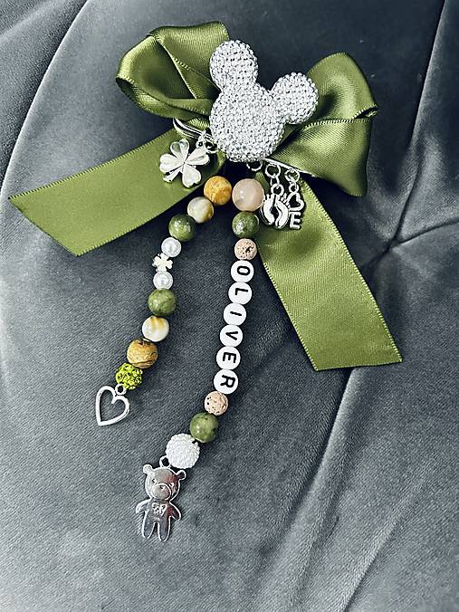 Detské doplnky - Ozdoba mašľa na kočík v zelenej farbe  - 16878163_