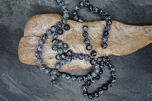 Minerály - Obsidián vločkový čierny 10mm - 16879220_