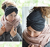 Čiapky, čelenky, klobúky - Čelenkočiapka  100% merino antracit - 16877797_
