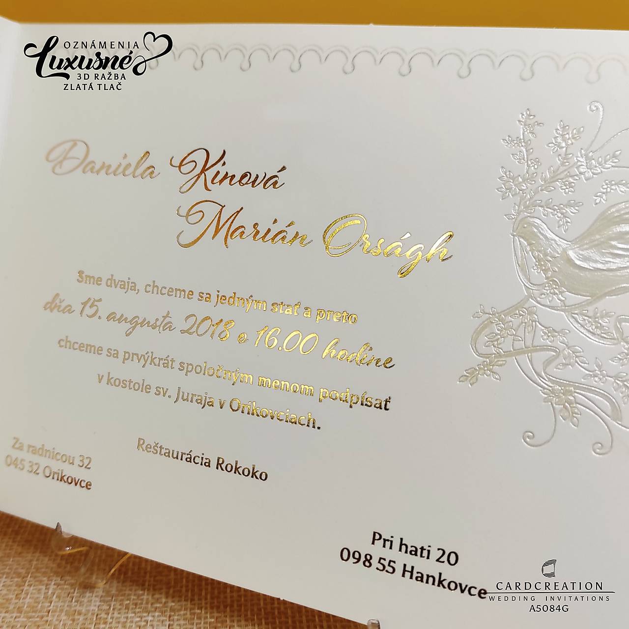 Luxusné svadobné oznámenie A5084G