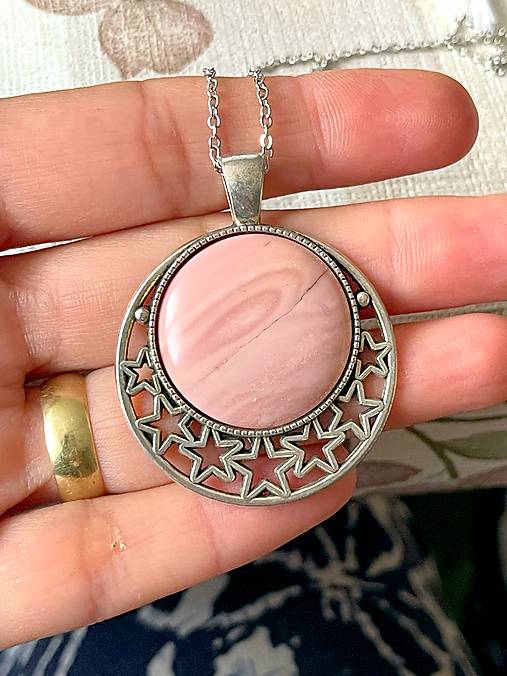 ZĽAVA 30% Pink Peruvian Opal Antique Silver Pendant / Prívesok s opálom Peru E050