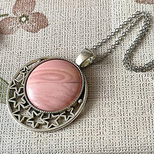 ZĽAVA 30% Pink Peruvian Opal Antique Silver Pendant / Prívesok s opálom Peru E050