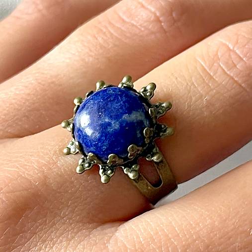 Lapis Lazuli Flower Bronze Ring / Prsteň s lazuritom E050