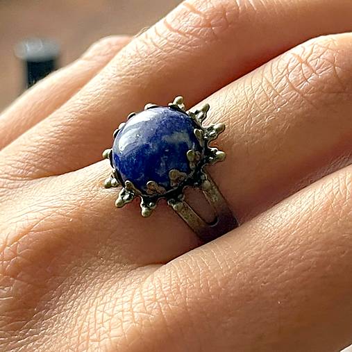 Lapis Lazuli Flower Bronze Ring / Prsteň s lazuritom E050