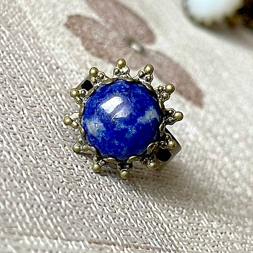 Lapis Lazuli Flower Bronze Ring / Prsteň s lazuritom E050