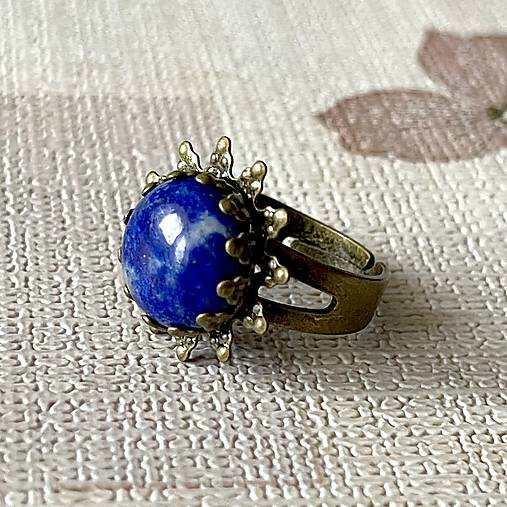 Lapis Lazuli Flower Bronze Ring / Prsteň s lazuritom E050