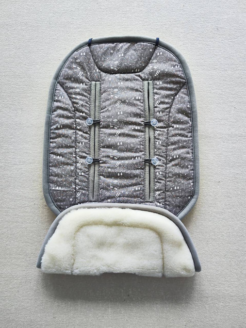 Detský textil - Vlnienka Podložka do kočíka CYBEX Balios S 100% Merino top super wash Natural Zvieratká šedé - 16880490_