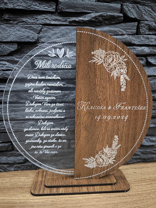 Tabuľky - Poďakovanie akryl drevo ( orech )  - 16881426_