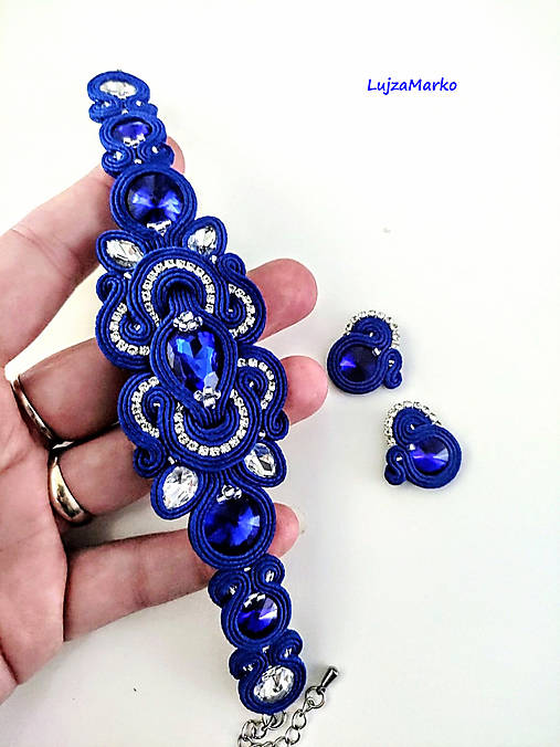 Sady šperkov - Violet soutache sada (náramok + náušnice)  - 16881607_
