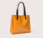 Kabelky - Kožená shopper kabelka TOTE BAG | žltá - 16882199_