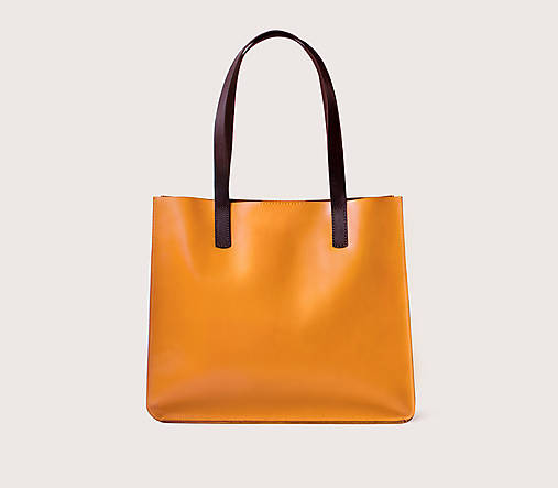 Kabelky - Kožená shopper kabelka TOTE BAG | žltá - 16882202_