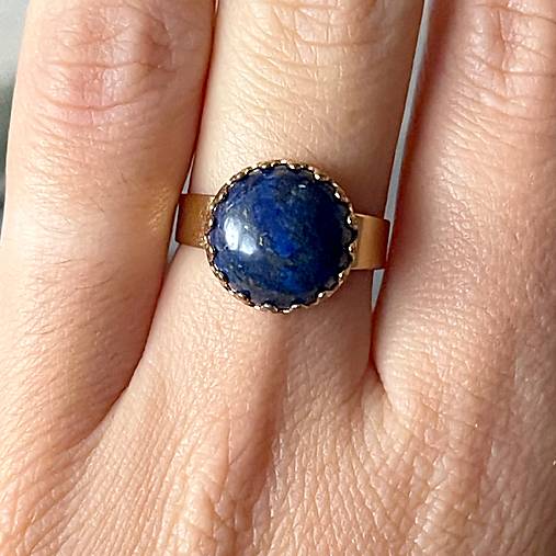 Lapis Lazuli Stainless Steel Gold Ring / Elegantný prsteň s lazuritom E050