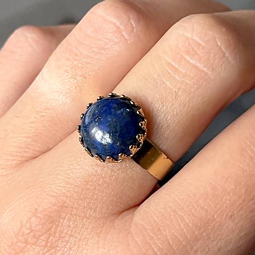 Lapis Lazuli Stainless Steel Gold Ring / Elegantný prsteň s lazuritom E050