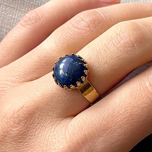 Lapis Lazuli Stainless Steel Gold Ring / Elegantný prsteň s lazuritom E050