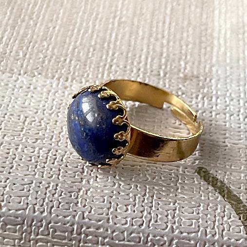 Lapis Lazuli Stainless Steel Gold Ring / Elegantný prsteň s lazuritom E050