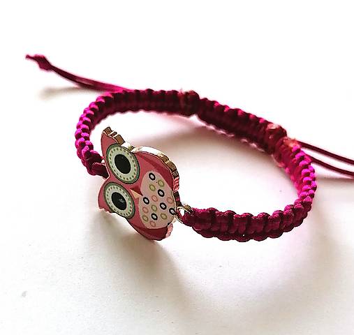 Náramky - Náramok sova (fuchsia) - 16884145_