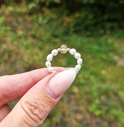 Prstene - Prsteň*riečné perly*brúsený citrín*Ag - 16883737_