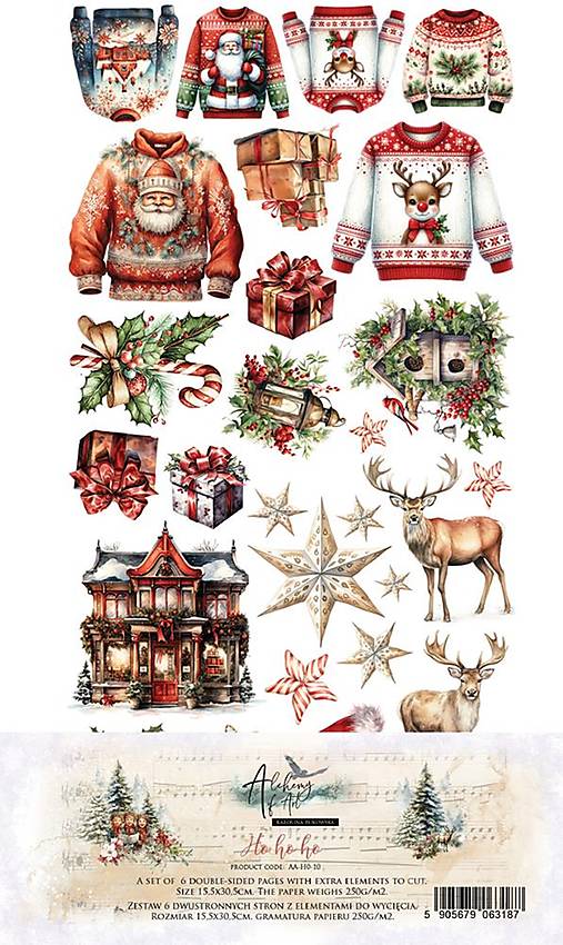 Papier - Scrapbook papier doplnkový 6x12 Ho ho ho - 16886763_