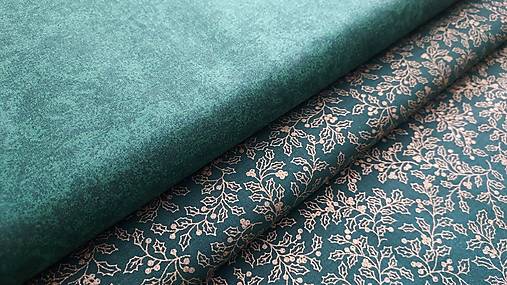Textil - Vianočná bavlnená látka,,zlaté vetvičky" - 16887357_