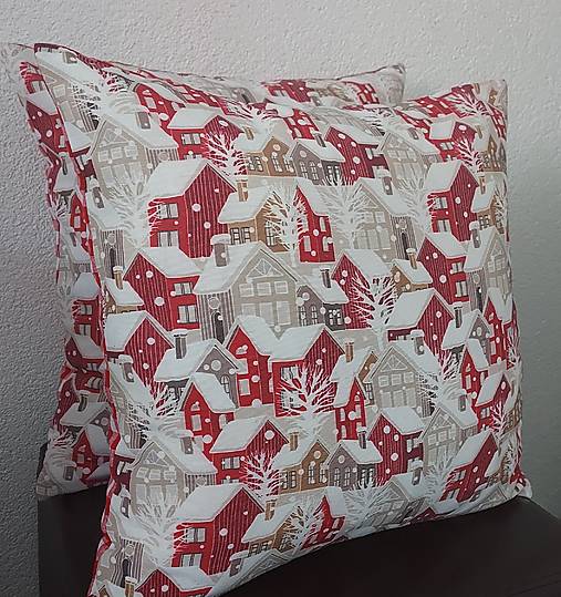 Textil - Vianočné obliečky na vankúše,,domčeky" - 16887524_