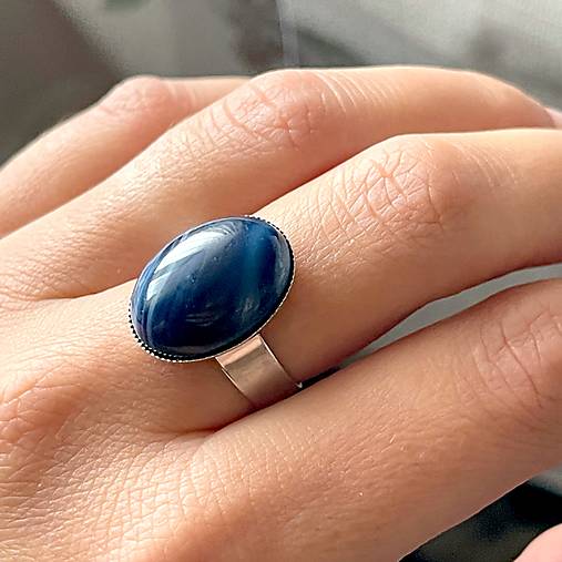 ZĽAVA 50% Blue Agate Ring / Prsteň s modrým achátom E050