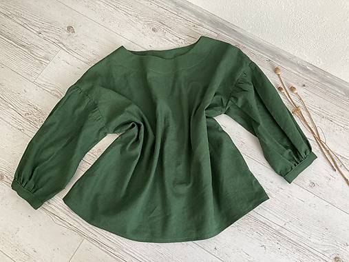 Blúzky a košele - TOP/BLúZA ĽAN-ová / green/ - 16887569_