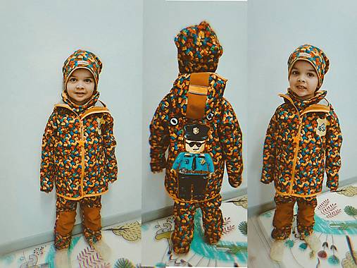 Detské súpravy - Softshell bunda a nohavice set stavebnica POLÍCIA - 16896336_