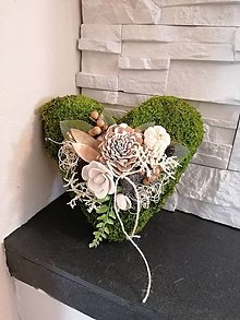 Dekorácie - Machove smútočné srdce 20cm prírodné s mašlou  - 16894654_