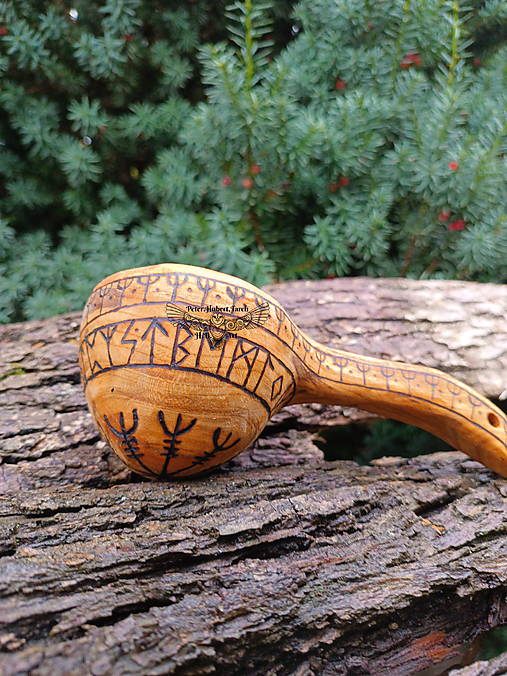 Nádoby - KUKSA - Aegishjalmur - Viking wooden kuksa - 16897225_