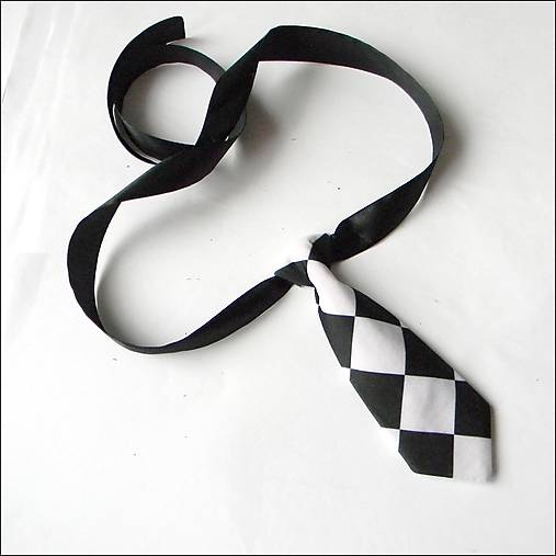 Pánske doplnky - Čierno-biela kravata - 16900127_