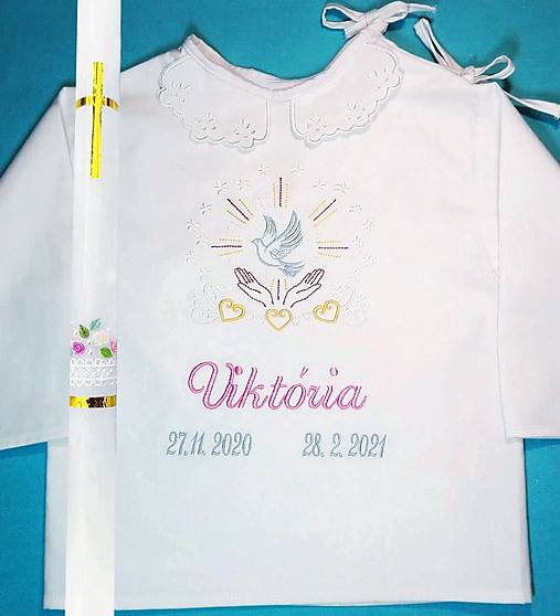 Detské oblečenie - Set košieľka na krst + sviečka v cene - 16902327_
