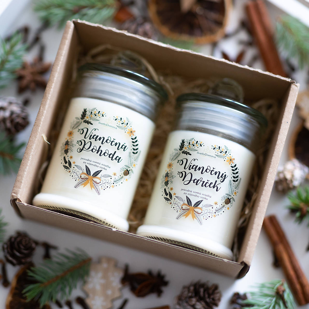 AKCIA - Darčeková sada 2sójových sviečok - DREVENÝ knôt - 3varianty