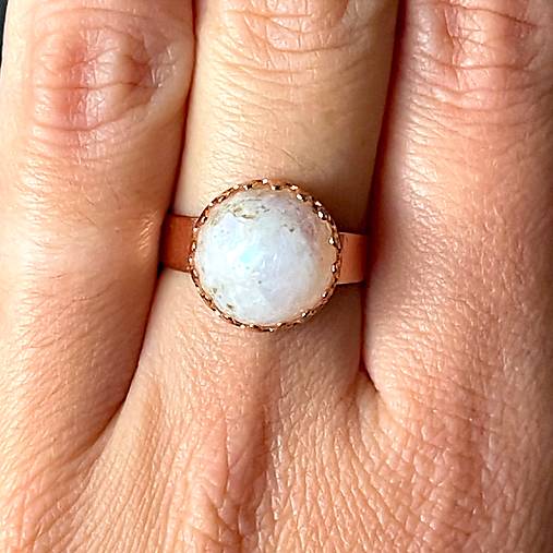 Moonstone Stainless Steel Rose Gold Ring / Elegantný prsteň s mesačným kameňom - oceľ E050