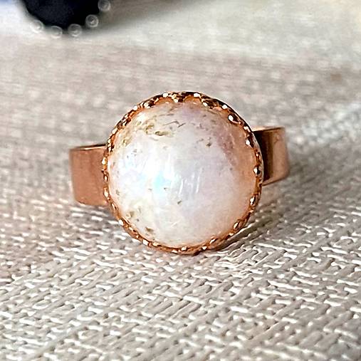 Moonstone Stainless Steel Rose Gold Ring / Elegantný prsteň s mesačným kameňom - oceľ E050