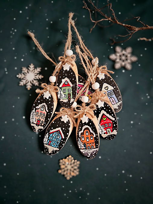 Dekorácie - Vianočné ozdoby ,,Veselá dedinka,, - 16903222_