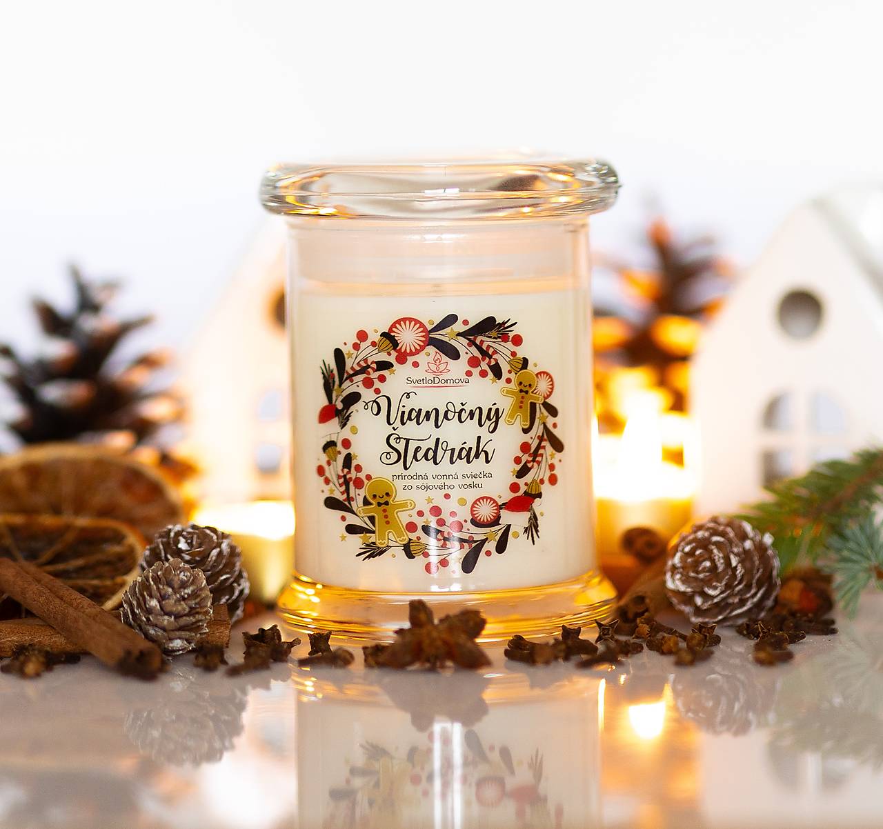 VÝPREDAJ -30% - Sviečka zo sójového vosku s BAVLNENÝM knôtom - 4vône -  165g/40hod