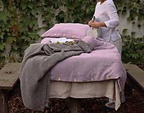 Úžitkový textil - Ľanové obliečky VIOLA (130x90 cm paplón 60x40 cm vankúš detská posteľka) - 16903324_