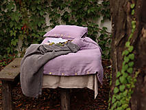 Úžitkový textil - Ľanové obliečky VIOLA (130x90 cm paplón 60x40 cm vankúš detská posteľka) - 16903325_