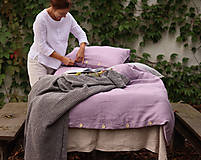 Úžitkový textil - Ľanové obliečky VIOLA (130x90 cm paplón 60x40 cm vankúš detská posteľka) - 16903341_