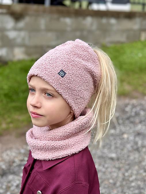 Detské čiapky - Buclé COP čiapka alebo nákrčník  ružová - 16907768_