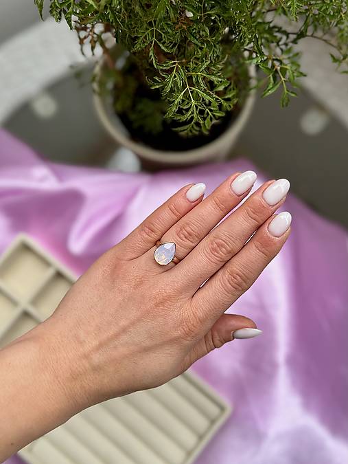 Prsteň Swarovski Element - svetloružová