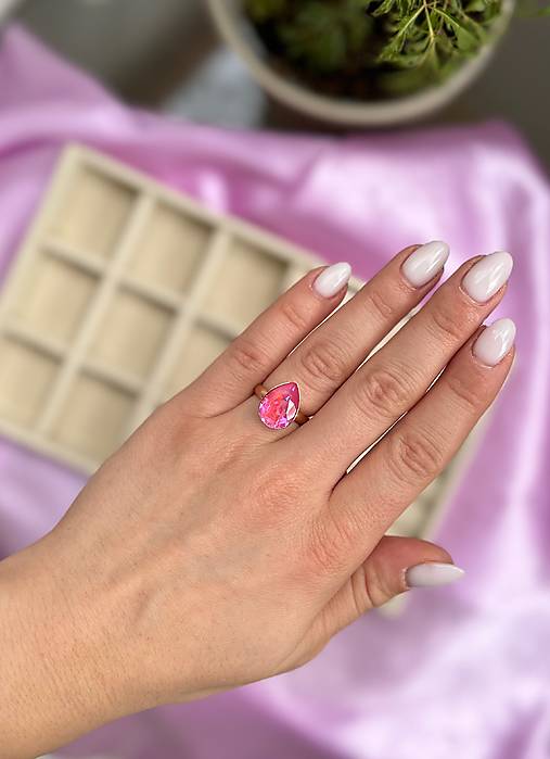 Prsteň Swarovski Element - ružová
